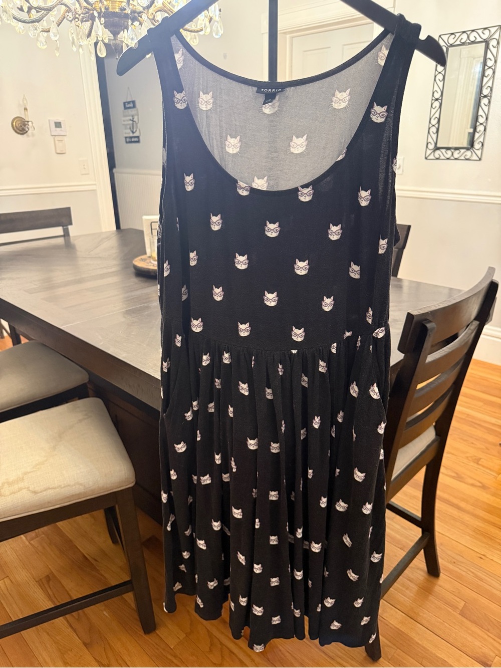 🐾 Adorably Nerdy! Torrid "Cat in Glasses" Sleeveless Skater Dress 🤓